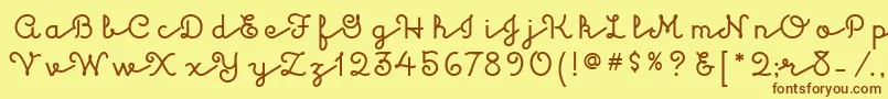 フォントKulukundisitcTt – 茶色の文字が黄色の背景にあります。