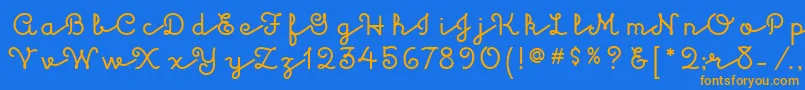 フォントKulukundisitcTt – オレンジ色の文字が青い背景にあります。