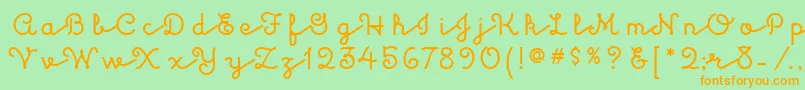 フォントKulukundisitcTt – オレンジの文字が緑の背景にあります。