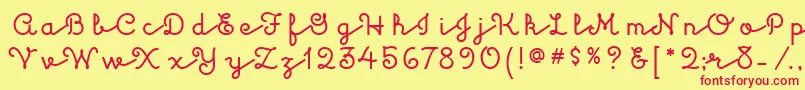 フォントKulukundisitcTt – 赤い文字の黄色い背景