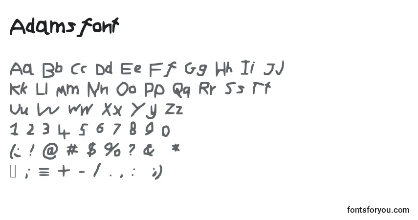 Schriftart Adamsfont – Alphabet, Zahlen, spezielle Symbole