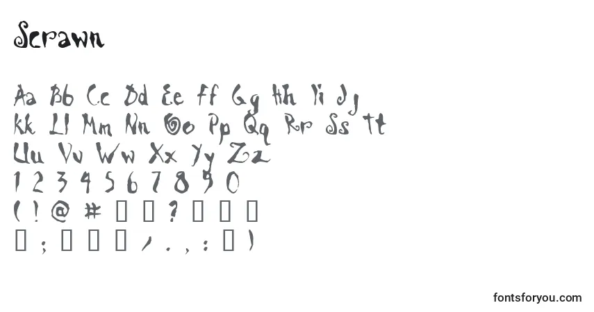 A fonte Scrawn – alfabeto, números, caracteres especiais