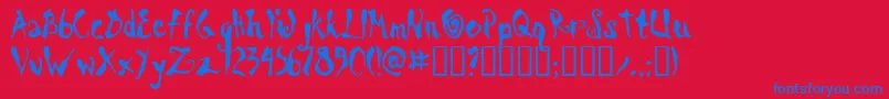 Scrawn-Schriftart – Blaue Schriften auf rotem Hintergrund