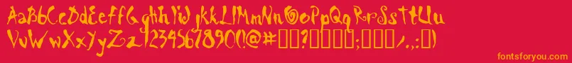 Scrawn Font – Orange Fonts on Red Background