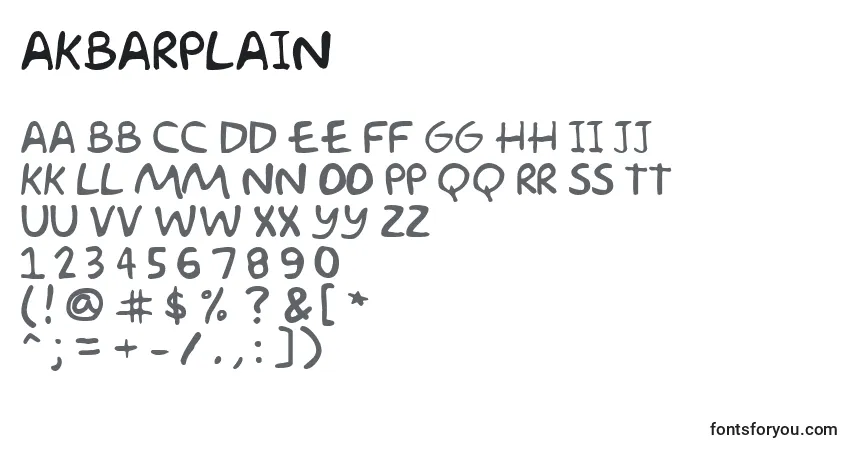 AkbarPlain Font – alphabet, numbers, special characters