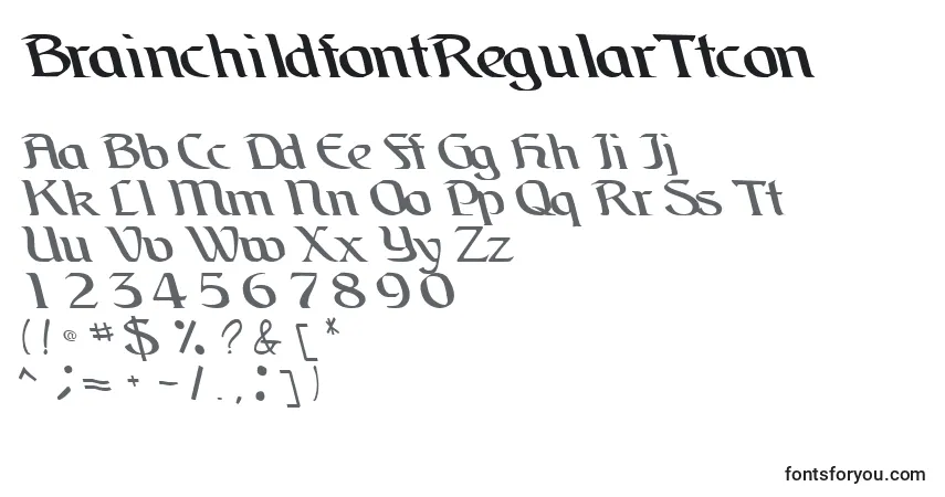 Шрифт BrainchildfontRegularTtcon – алфавит, цифры, специальные символы