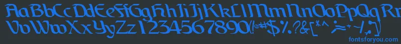 フォントBrainchildfontRegularTtcon – 黒い背景に青い文字