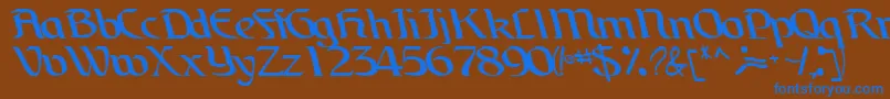 フォントBrainchildfontRegularTtcon – 茶色の背景に青い文字
