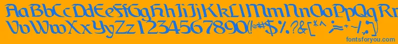 Шрифт BrainchildfontRegularTtcon – синие шрифты на оранжевом фоне