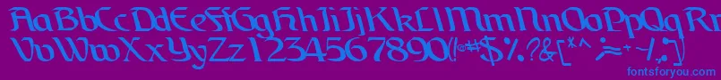 Шрифт BrainchildfontRegularTtcon – синие шрифты на фиолетовом фоне