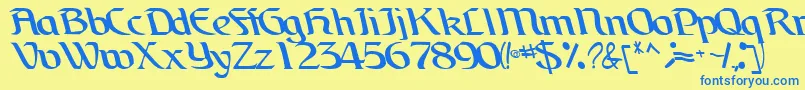 BrainchildfontRegularTtcon-Schriftart – Blaue Schriften auf gelbem Hintergrund
