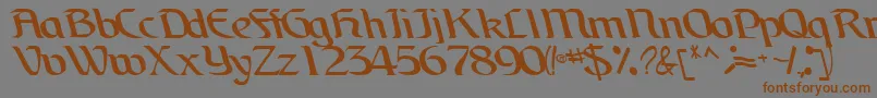 フォントBrainchildfontRegularTtcon – 茶色の文字が灰色の背景にあります。