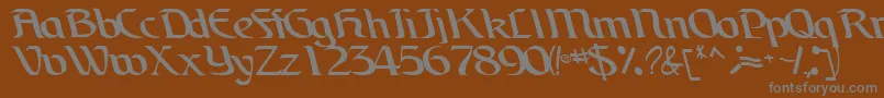 フォントBrainchildfontRegularTtcon – 茶色の背景に灰色の文字