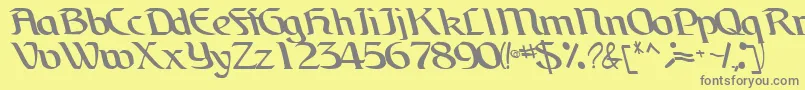 BrainchildfontRegularTtcon-fontti – harmaat kirjasimet keltaisella taustalla