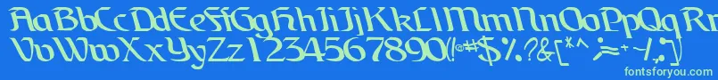 BrainchildfontRegularTtcon-fontti – vihreät fontit sinisellä taustalla