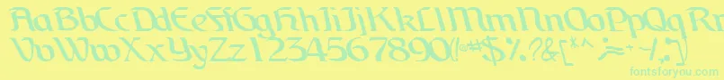 フォントBrainchildfontRegularTtcon – 黄色い背景に緑の文字
