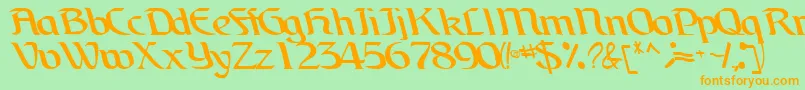 BrainchildfontRegularTtcon-Schriftart – Orangefarbene Schriften auf grünem Hintergrund