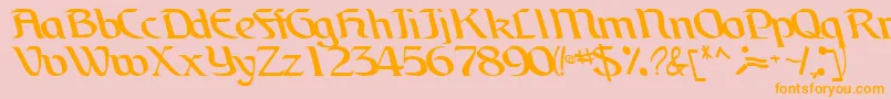 BrainchildfontRegularTtcon-fontti – oranssit fontit vaaleanpunaisella taustalla