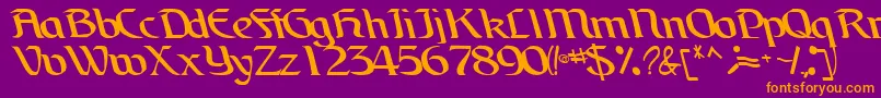 Шрифт BrainchildfontRegularTtcon – оранжевые шрифты на фиолетовом фоне
