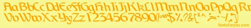 BrainchildfontRegularTtcon-Schriftart – Orangefarbene Schriften auf gelbem Hintergrund