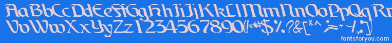 BrainchildfontRegularTtcon-fontti – vaaleanpunaiset fontit sinisellä taustalla