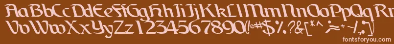 BrainchildfontRegularTtcon-fontti – vaaleanpunaiset fontit ruskealla taustalla