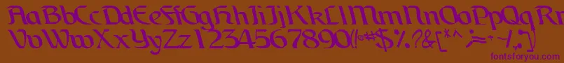 Czcionka BrainchildfontRegularTtcon – fioletowe czcionki na brązowym tle