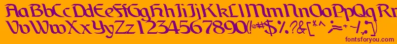 BrainchildfontRegularTtcon-Schriftart – Violette Schriften auf orangefarbenem Hintergrund
