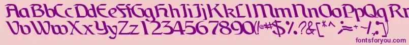 フォントBrainchildfontRegularTtcon – ピンクの背景に紫のフォント