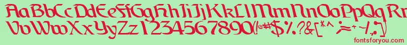 BrainchildfontRegularTtcon-fontti – punaiset fontit vihreällä taustalla