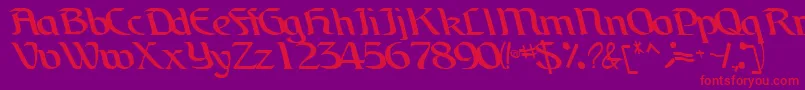 BrainchildfontRegularTtcon-fontti – punaiset fontit violetilla taustalla