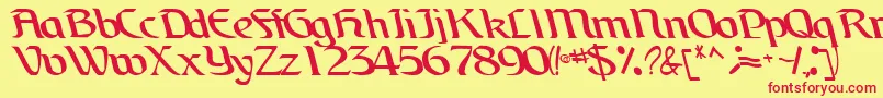 フォントBrainchildfontRegularTtcon – 赤い文字の黄色い背景