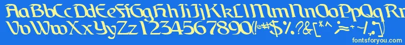 フォントBrainchildfontRegularTtcon – 黄色の文字、青い背景