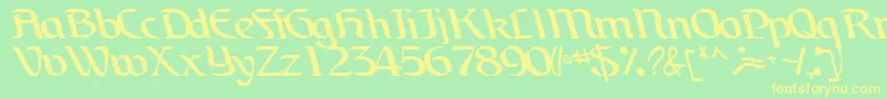 BrainchildfontRegularTtcon-fontti – keltaiset fontit vihreällä taustalla
