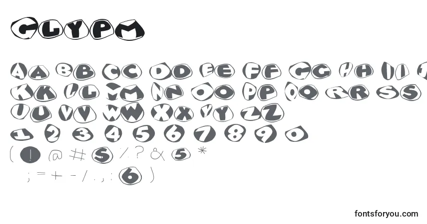 Schriftart Glypm – Alphabet, Zahlen, spezielle Symbole