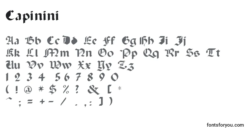Capinini-fontti – aakkoset, numerot, erikoismerkit