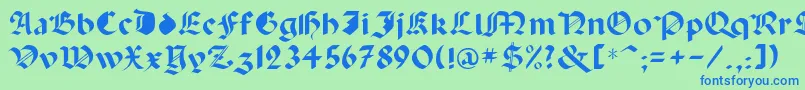 フォントCapinini – 青い文字は緑の背景です。