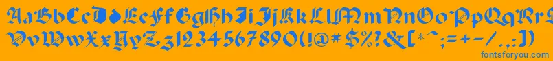 Capinini-Schriftart – Blaue Schriften auf orangefarbenem Hintergrund