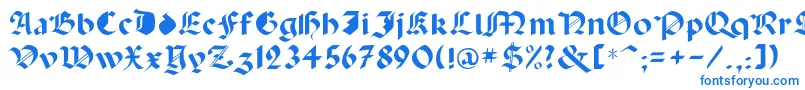 フォントCapinini – 白い背景に青い文字