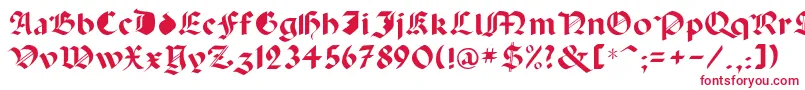 フォントCapinini – 白い背景に赤い文字