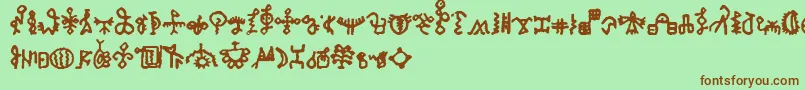 フォントBamumSymbols1 – 緑の背景に茶色のフォント