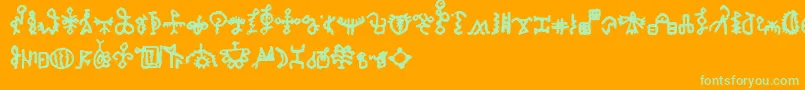 BamumSymbols1 Font – Green Fonts on Orange Background