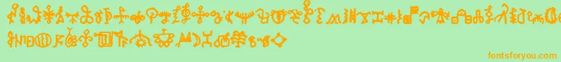 BamumSymbols1-Schriftart – Orangefarbene Schriften auf grünem Hintergrund