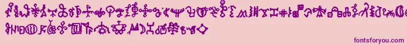 BamumSymbols1-Schriftart – Violette Schriften auf rosa Hintergrund