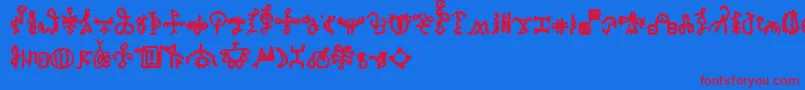 BamumSymbols1 Font – Red Fonts on Blue Background