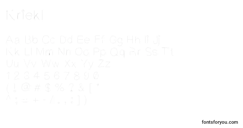 characters of kriekl font, letter of kriekl font, alphabet of  kriekl font