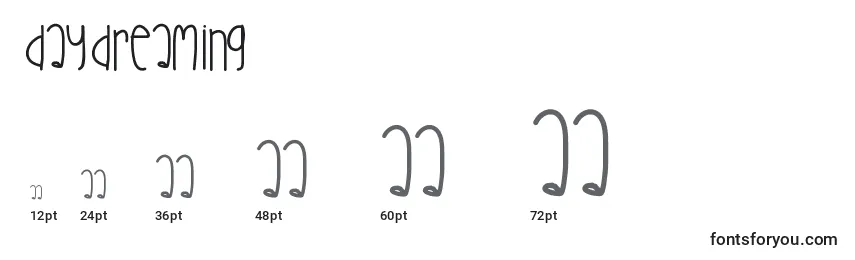 sizes of daydreaming font, daydreaming sizes
