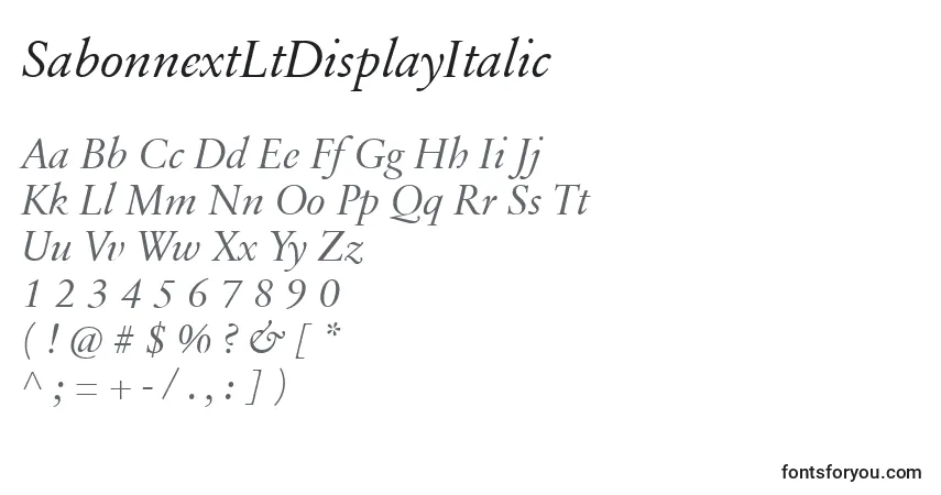 characters of sabonnextltdisplayitalic font, letter of sabonnextltdisplayitalic font, alphabet of  sabonnextltdisplayitalic font