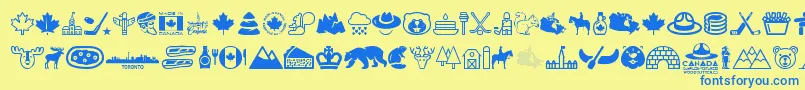 Canada Font – Blue Fonts on Yellow Background