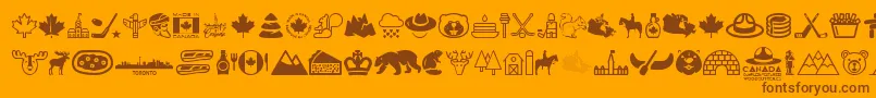 Canada-Schriftart – Braune Schriften auf orangefarbenem Hintergrund